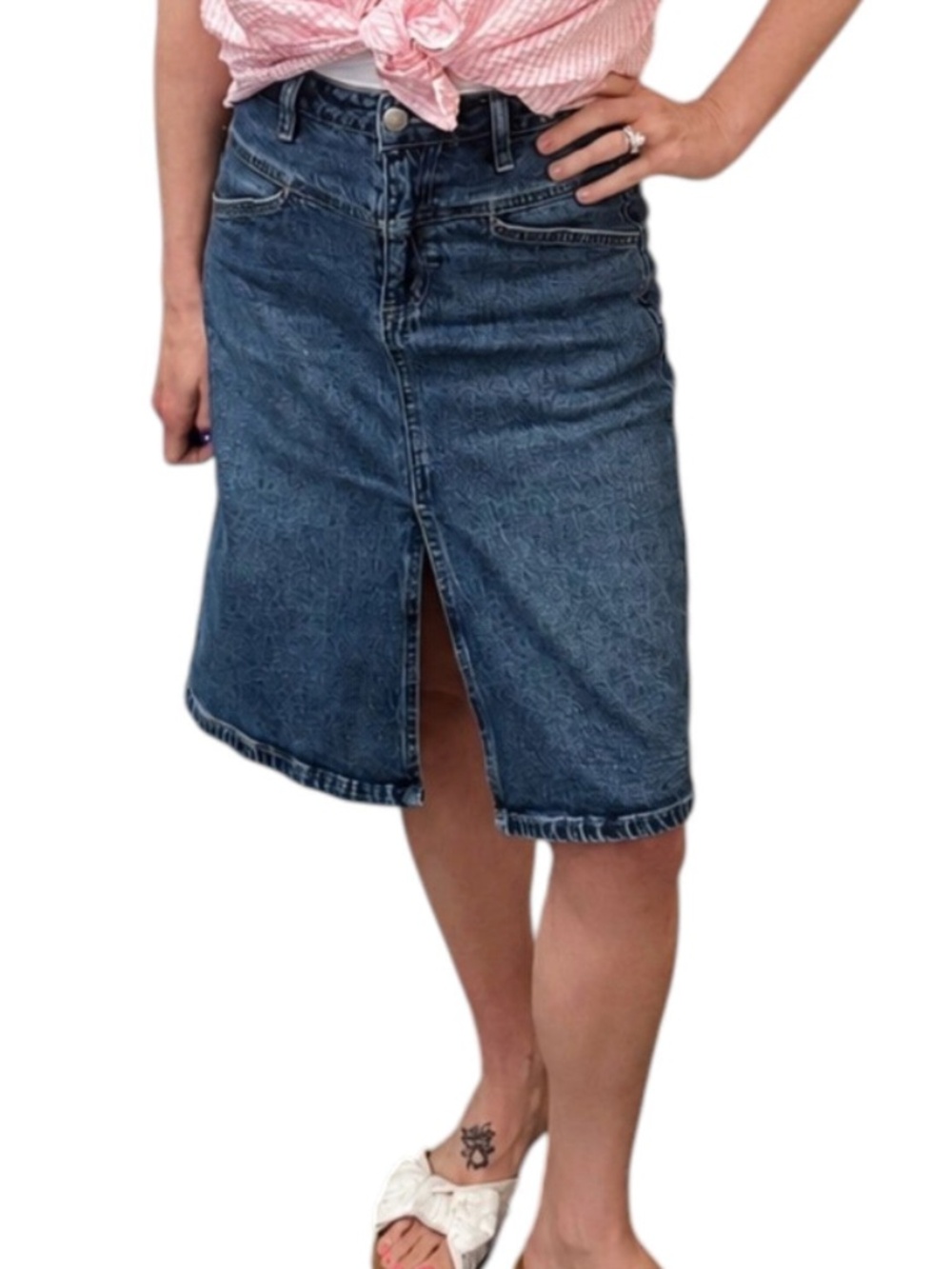 Matisse Blue High-Rise Midi Skirt